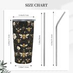 Bee Tumbler with Lid and Straw 20oz Coffee Tumblers Leakproof Stainless Steel Travel Mug Vacuum Insulated Cup for Iced and Hot