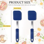 Silicone Cookie Spatula Turner 2 Pack Mini Brownie Spatula Flexible Kitchen Small Silicone Turner for Nonstick Cookware Heat Resistant No Scratch Flipper for Egg Pancake(Blue)