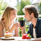 A set of 2 matte black ceramic espresso cups, thickened cup walls, slanted mouth design, each with a capacity of 3 ounces, hand washable only