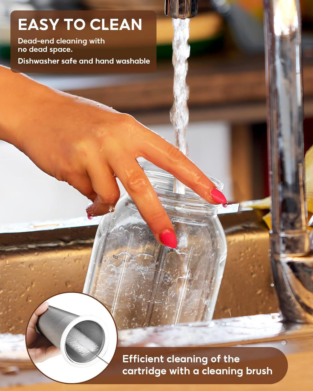 Cold Brew Coffee Maker Jar - 2 Pack 64 oz Glass Cold Brew Maker with Handle, Stainless Steel Filter & Leak-Proof Lid, Heavy Duty Cold Brew Pitcher for Iced Coffee, Sun Tea, and Milk