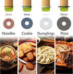 Rolling Pin with Adjustable Thickness Ring and Silicone Baking Mat for Baking, Fondant,Pizza,Pie,Cookies,Pastries,13.6"Wooden Rolling Pin Dough Roller with 4 Multi-Color Thickness Rings