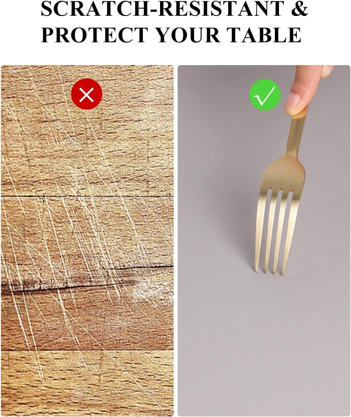 Light Gray Plastic Table Cover Protector, 36" x 54" Waterproof Easy Flat PVC Desk Pad Mat, 1.5mm Thick Rectangle Vinyl Table Top Protector for Dining Room Table, Office, Dresser