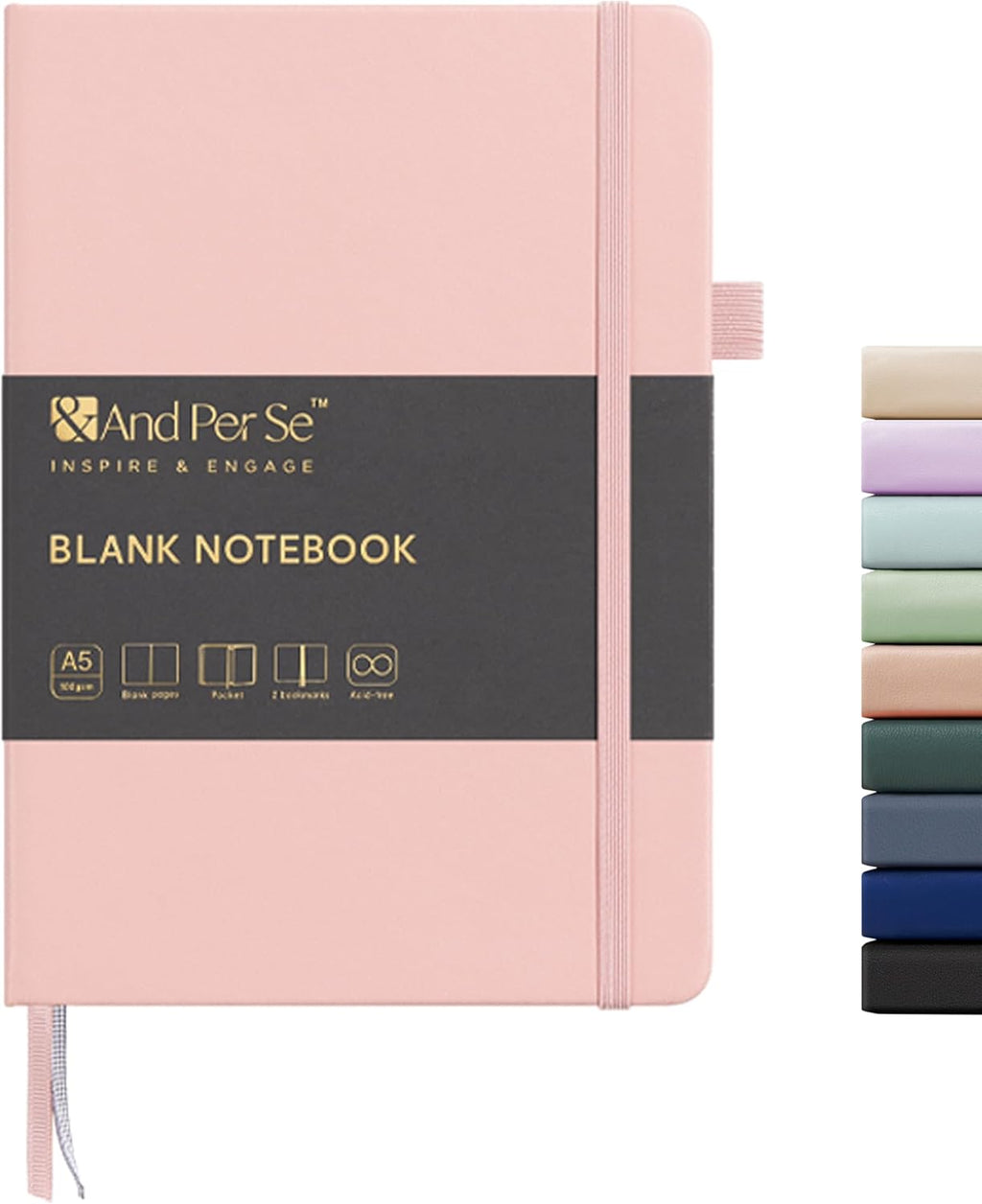 &And Per Se Blank Journal Notebook, 160 Pages, 5.7 x 8 inches College Ruled Thick Paper Notebook Journals for Writing, Hardcover Notebook(1 Pack, pink)