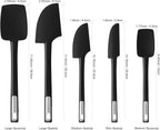Premium Silicone Spatula Set, JXWING Flexible Heat Resistant Non-slip Handle Baking Cooking Rubber Spatulas, Black