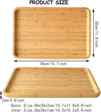 Bamboo Serving Tray Rectangle Platter Breakfast Dinner Food Bed Tray for Eating Kitchen Restaurants (1, 15.7" x 12.8" x 0.8" (no Handle))