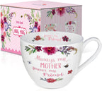 Mom Mugs for Daily Coffee and Tea, Premium 20 oz Bone China Coffee Tea Hug Mug, Perfect Holiday, Birthday, and Mother's Day Gift for Moms, Designed in England by Harvest Green Studio