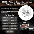 IKAPE 53.3mm Espresso Tamper, Premium Barista Coffee Tamper with Calibrated Spring Loaded, 100% Flat Stainless Steel Base Tamper Fits for Breville Series 54mm Portafilter Basket(White)