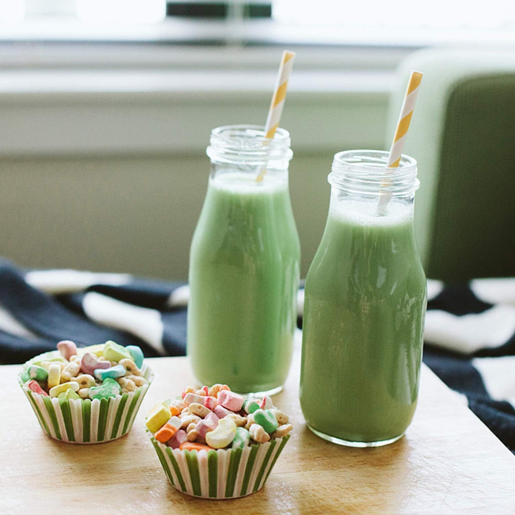 QAPPDA 12 oz Glass Bottles, Glass Milk Bottles with Lids, Vintage Breakfast Shake Container, Vintage Drinking Bottle with Chalkboard Labels and Pen for Party,Kids,Set of 20