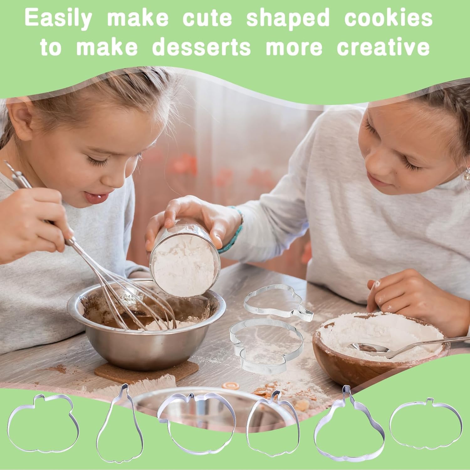 6Pcs Pumpkin Cookie Cutters Fall Pumpkin Shape Cookie Cutting Molds Cute Biscuit Cutters for Autumn Harvest Thanksgiving Halloween DIY Craft Baking Supplies