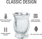 LA FEE Yerba Mate Natural Gourd/Tea Cup Set Brown (Original Traditional Mate Cup - 8 Ounces)，Includes Yerba Mate Straw & Cleaning Brush，Stainless Steel | Double-Walled | Easy to Clean (White)