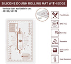 Silicone Baking Mat, Extra Thick Dough Rolling Pad with Measurements and Edge Heightening, Non-stick Food Grade Silicone Pastry Mat for Pastry, Bread, Cookies (Transparent, 20"L x 28"W)