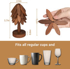 Yuoyar Coasters, Wooden Tree-Shaped Sapeli Wood Drink Coasters Set for Coffee Table, Kitchen Table Decor