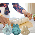 4-Piece Monster Spirit Cookie Stamp Set 3d Cute Doll Cookie Stamp Set With Cutter Suitable For Everyday Baking The Perfect Gift For Baking Enthusiasts A Joyful Gift For The Whole Family