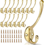 Wall Hooks for Hanging, 15-Pack Heavy Duty Metal Coat Hooks, for Living Room, Bathroom, Kitchen, Bedroom for Towel, Hat, Key, Closet, Bag (Gold)