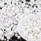 White Pearl Sprinkles for Cake Decorating, 6 Sizes Mix 4.6 oz Edible Pearl Sugar Sprinkles for Cupcake Cookies Ice Cream Donuts Baking Topping