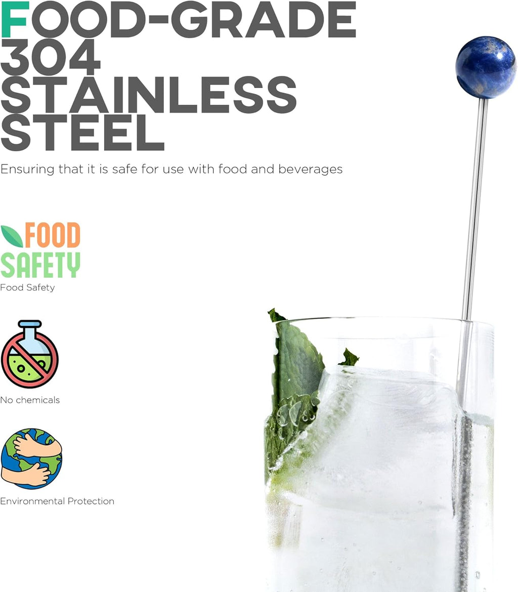 Homestia 6 PCS 8.6 Inch Metal Stir Sticks Coffee Stirrers Reusable Stainless Steel Swizzle Stick Drink Coffee Stirrers for Cocktail Beverage Milk Juices, Multicolor for Cocktail Chocolate