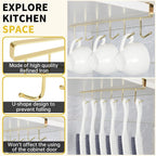 2pcs Mug Organizer for Kitchen Cabinets,Under-Shelf Coffee Cup Mug Rack with 6 Hooks,Fit for 1.1 Inch Thickness Shelf or Less,Suitable for Holder Hanger for Cups/Keys Storage/Scarf.Gold