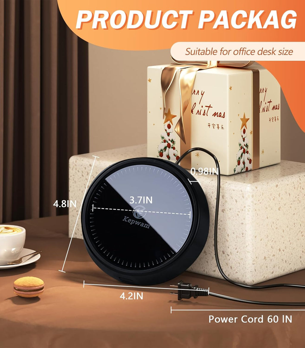 Mug Warmer - 25W Coffee Warmer for Desk Auto Shut Off, 3-Level Temp with Indicator Lights, Smart Candle Warmer Plate, Cup Warmer Heated Coaster for Coffee, Milk, Tea, Safely Use for Office/Home