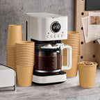 180 Pack 8 oz Paper Cups, Brown Kraft Disposable Paper Coffee Cups, Unbleached Paper Cups for Hot/Cold Beverage Party, Picnic, Travel, and Events.