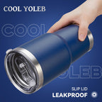 30 oz Tumbler with Lid Stainless Steel Tumblers Vacuum Insulated Cup Reusable Powder Coated Travel Mug Double Wall Leak Proof Portable Cups Keep Cold Drinks for 12 Hours, Navy, 1 Pack