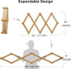 Dseap Expandable Coat Rack (Larger Version) - 24” High, Anti-Slip, Ultra Heavy Duty Wooden Accordian Wall Hanger with 10 Study Peg Hooks for Clothing Hats Jackets Bags, White