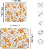 Autumn Fall Dish Drying Mat for Kitchen Counter Watercolor Pumpkin Maple Leaf Drying Mat 18 x 24 Inch with Absorbent Reversible Microfiber Dish Drying Pad Dish Rack Drainer Mats for Coffee Bar