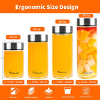 10oz Glass Juice & Water Bottles 6-Pack with Lids- Wide Mouth Reusable Borosilicate Glass- for Juicing, Smoothies, Protein Shakes, Blender & Shaker Bottle- Refillable & Dishwasher Safe(10 oz/300ml)