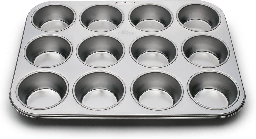 Fox Run Muffin and Cupcake Pan, 12 Standard Cup, Stainless Steel