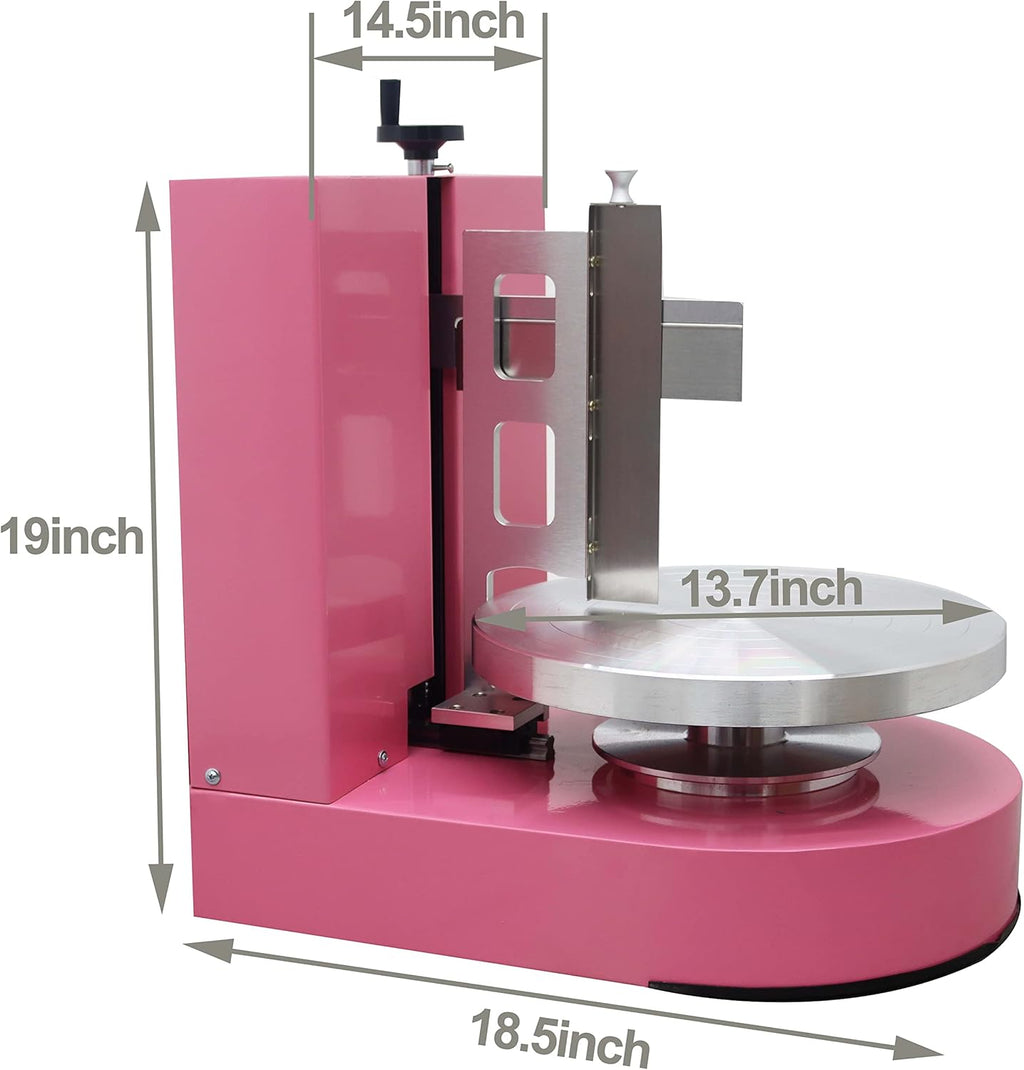 TECHTONGDA Cake Decorating Coating Machine Cream Spreading Automatic Frosting Turntable with Graduated Scraper 60-320RPM Rotating Speed for 4-12inch Cakes Pink