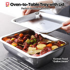 Stainless Steel Steam Table Pan with Rack & Lid (Tray), 2.96Quarts – Buffet Roaster Tray for Catering, Restaurant, Baking & Food Prep (1303 / No3)