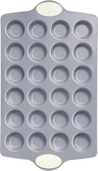 BRONYPRO Ceramic Mini Muffin Pan, 24-Cup Nonstick Aluminized Steel Cupcake Pans, Healthy Non-Toxic Ceramic Coating Mini Muffin Tin, 1Pack Cup Cake Pans for Baking Cream