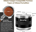 IKAPE Coffee Products, 58mm Coffee Distributor & Hand Tamper, Adjustable Depth Espresso Distributor Fits All 58mm Espresso Portafilter, Compatible with Rancilio, Gaggia Portafilter (Black)