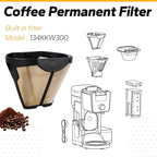 134KKW300 Coffee Permanent Filter Compatible with Ninja Coffee Filter, for CFP Dual Brew Coffee Maker Models CFP201 CFP250A CFP300 CFP301 CFP305 CFP307 Reusable Gold Tone Coffee Filter Basket