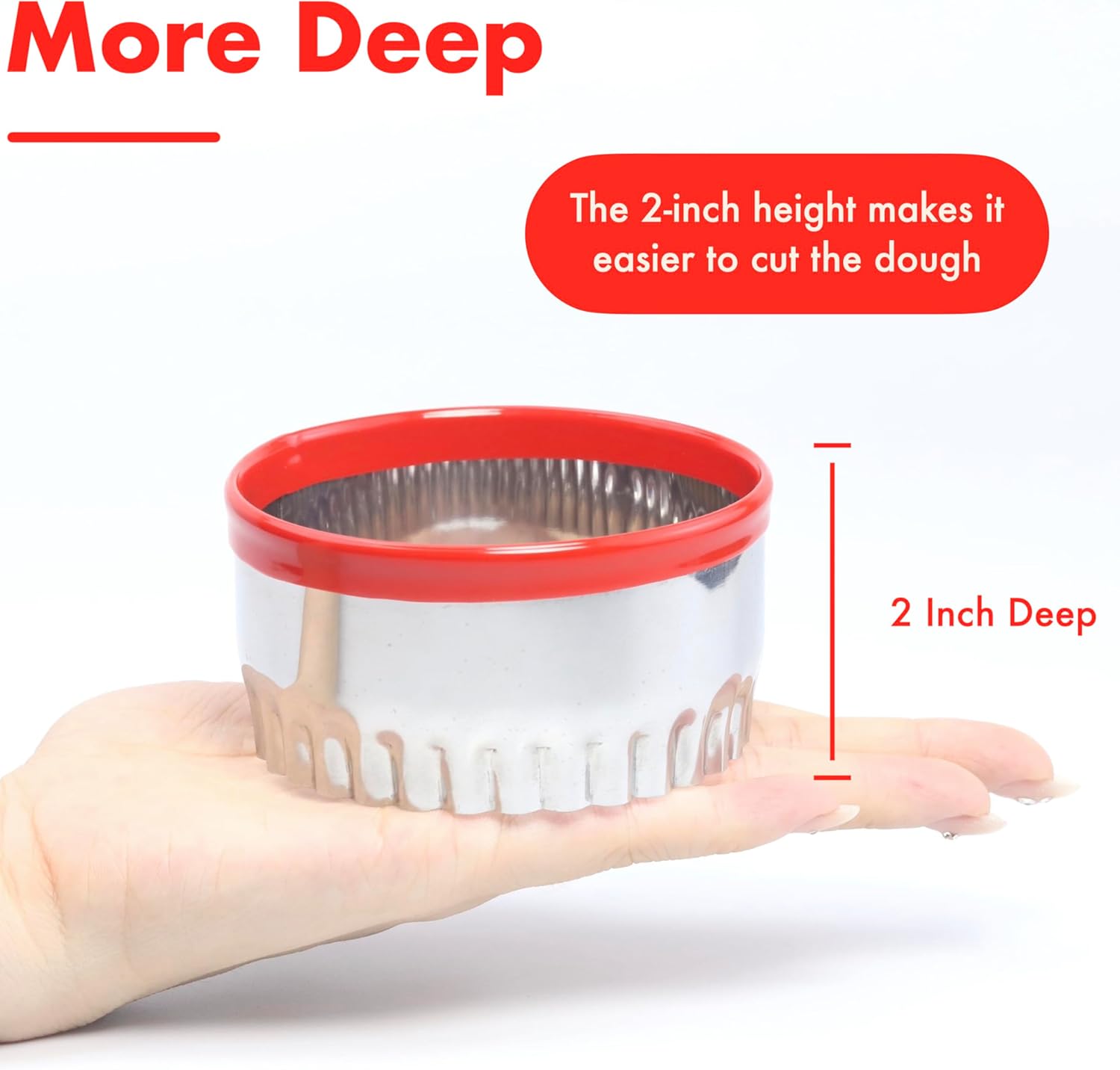 Large Biscuit Cutter 5", Fluted Round Cookie Cutter for Baking, Scalloped Cookie Cutter, Scone Cutter, Coated with Soft PVC for Protection