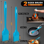 Walfos Silicone Basting Pastry Brush, Heat Resistant Pastry Brush Set, Strong Steel Core and One-Pieces Design, Perfect for BBQ Grill Baking Kitchen Cooking, BPA Free and Dishwasher Safe, 2 Pcs (Blue)