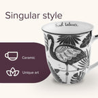 Karma Gifts 14 oz Black and White Boho Mug Flamingo - Cute Coffee and Tea Mug - Ceramic Coffee Mugs for Women and Men