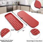 Silicone Kitchen Sink Organizer Tray for Multiple Usage,Eco-Friendly Sponges Holder for Kitchen Bathroom Counter or Sink,Dish Soap Dispenser,Scrubber,Bottle,Cup (Red, 12"×4")