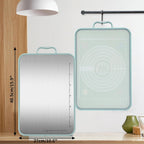 Stainless Steel Cutting Board, Double Sided Chopping Board with Scale for Pastry, 2-In-1 Cutting Board with Juice Groove and Anti Slip Surface