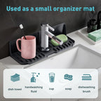 Silicone Kitchen Sink auto Drain Organizer, Kitchen countertop and Sink Splash Guard.Kitchen Sponge Rack and organizing Shelf，Suitable for Cleaning Tools, dispensers, Bottles, Cups (Transparent)