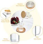 Hsei 2 Sets Glass Pitcher with Lid, 67.6 oz / 2000 ml Water Carafe with Handles Hot Cold Beverage Water Jar Glass Jug for Tea Juice Milk Coffee Iced Beverage(2l)