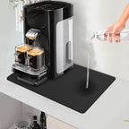 Coffee Maker Mat for Countertops - Dish Drying Mat, Large Coffee Machine Pads,Absorbent, Washable,Reversible Microfiber Rubber Mat for Kitchen Accessories, Under Small Appliance Mats 19x13in(Black)