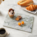 Koville Green Marble Cutting Board for Kitchen Countertop, 12" x 8" Real Marble Pastry Board Stone Slab Stone Cheese Boards for Home Decor, Bathroom Perfume Tray Candle Plate(Bianco Palomino)