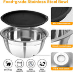 7 Piece Metal Mixing Bowls with Lids Set, Stainless Steel Nesting Design Salad Mixing Bowl Set for Kitchen Cooking, Baking, Prepping and Serving Food (Size 0.7, 1.1, 1.5, 2.1, 3.5, 4, 4.5QT)