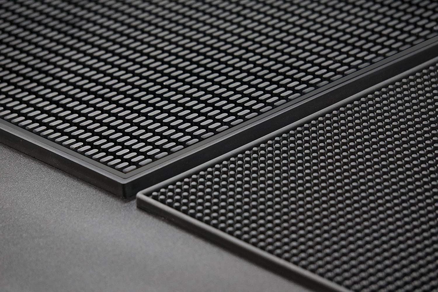 Highball & Chaser Premium Bar Mat 18in x 12in 1cm Thick Durable and Stylish Service Bar Mat for Spills, Coffee, Bars, Restaurants and Countertop Dish Drying Mat, Glass Drying Mat (Black/Black Border)