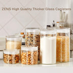 ZENS 74 fl.oz Glass Storage Containers with Airtight Lids, 2 Set 4.7in Wide Mouth Clear Food Storage Jars for Kithen Pantry Baking Flour, Clear Glass Canisters Sets for Pasta, Coffee Beans, Rice