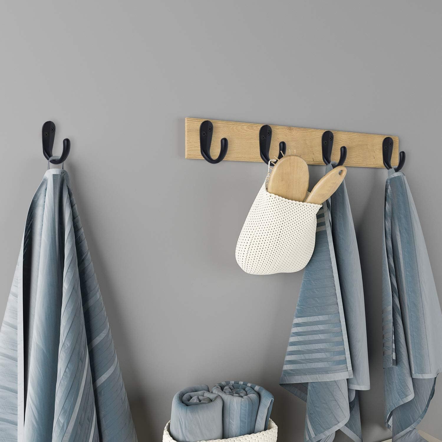 IBosins 50PCS Coat Hooks Wall Mounted Single Prong Robe Hook for Hanging Towel Hooks with 100 Screws for Cup, Mug, Bags, Hat, Cap, Scarf, Pet leashes