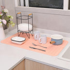 Silicone Dish Drying Mat for Multiple Usage,Easy clean,Eco-friendly,Heat-resistant Silicone Mat for Kitchen Counter or Sink,Refrigerator or Drawer Liner Pink 4XL 32 inches x 18 inches