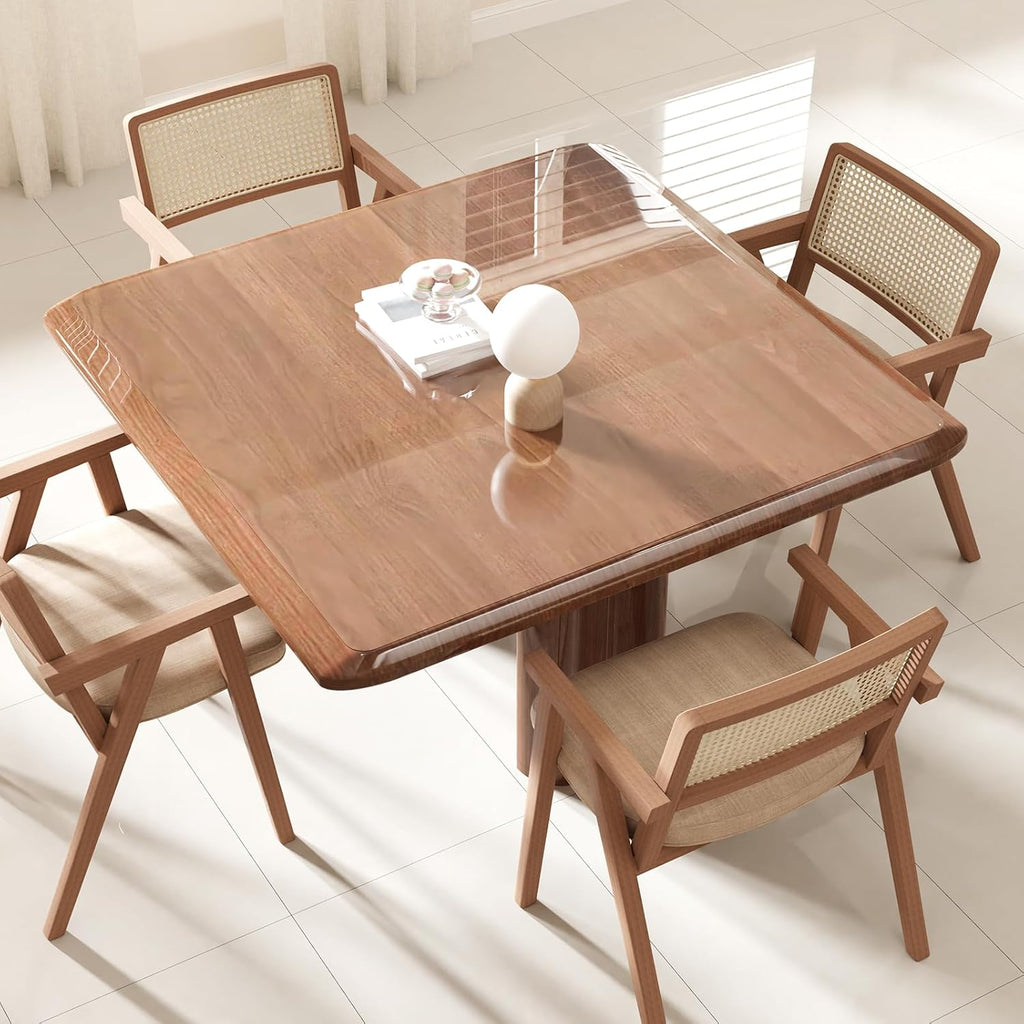 Crystal Clear Plastic Table Cover Protector, 36" x 60" Spill Resistant Easy Flat PVC Desk Pad Mat, 1.5mm Thick Rectangle Vinyl Table Top Protector for Dining Room Table, Office, Dresser