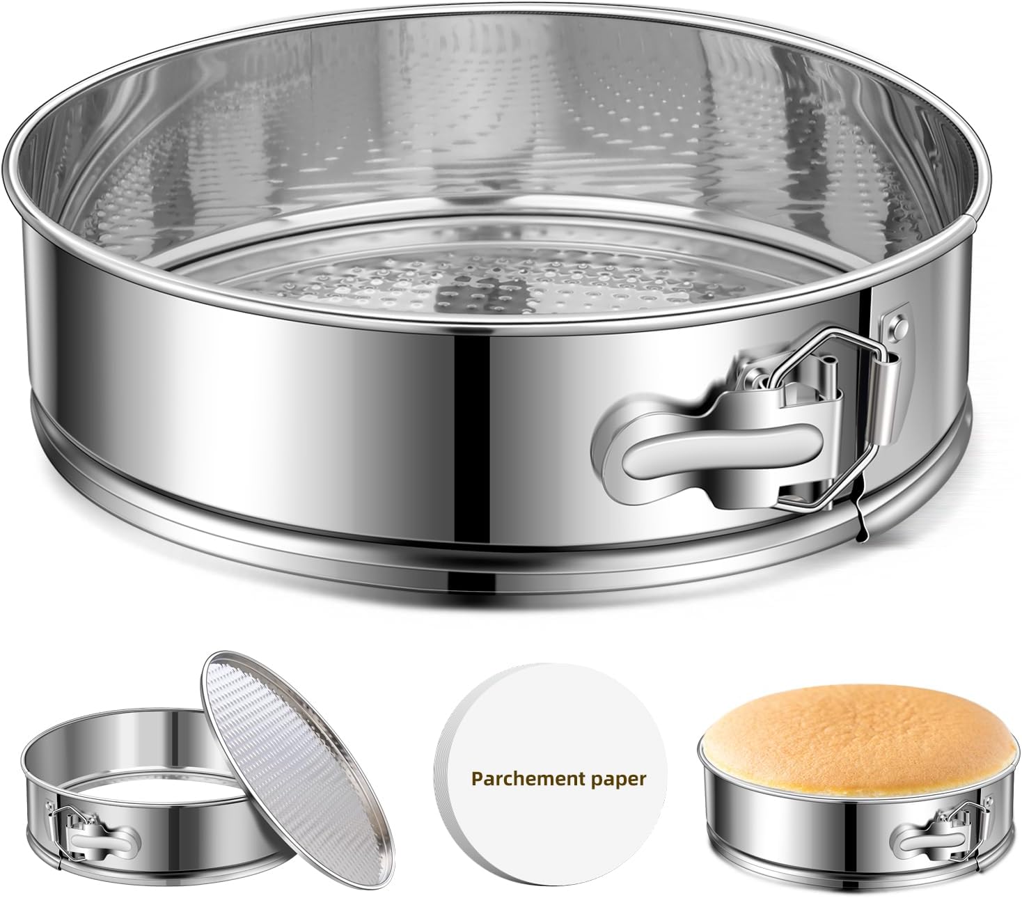 Dualshine 9 Inch Springform Cake Pan, Stainless Steel Cheesecake Pan, Round Nonstick Springform Pan with Removable Bottom, Cake Pan for Baking Cake Shop