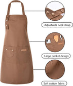 Tosewever Art Aprons for Women Painting Pottery Baking, Mens Buckle Straps Kitchen Apron with Pockets for Chef Cooking